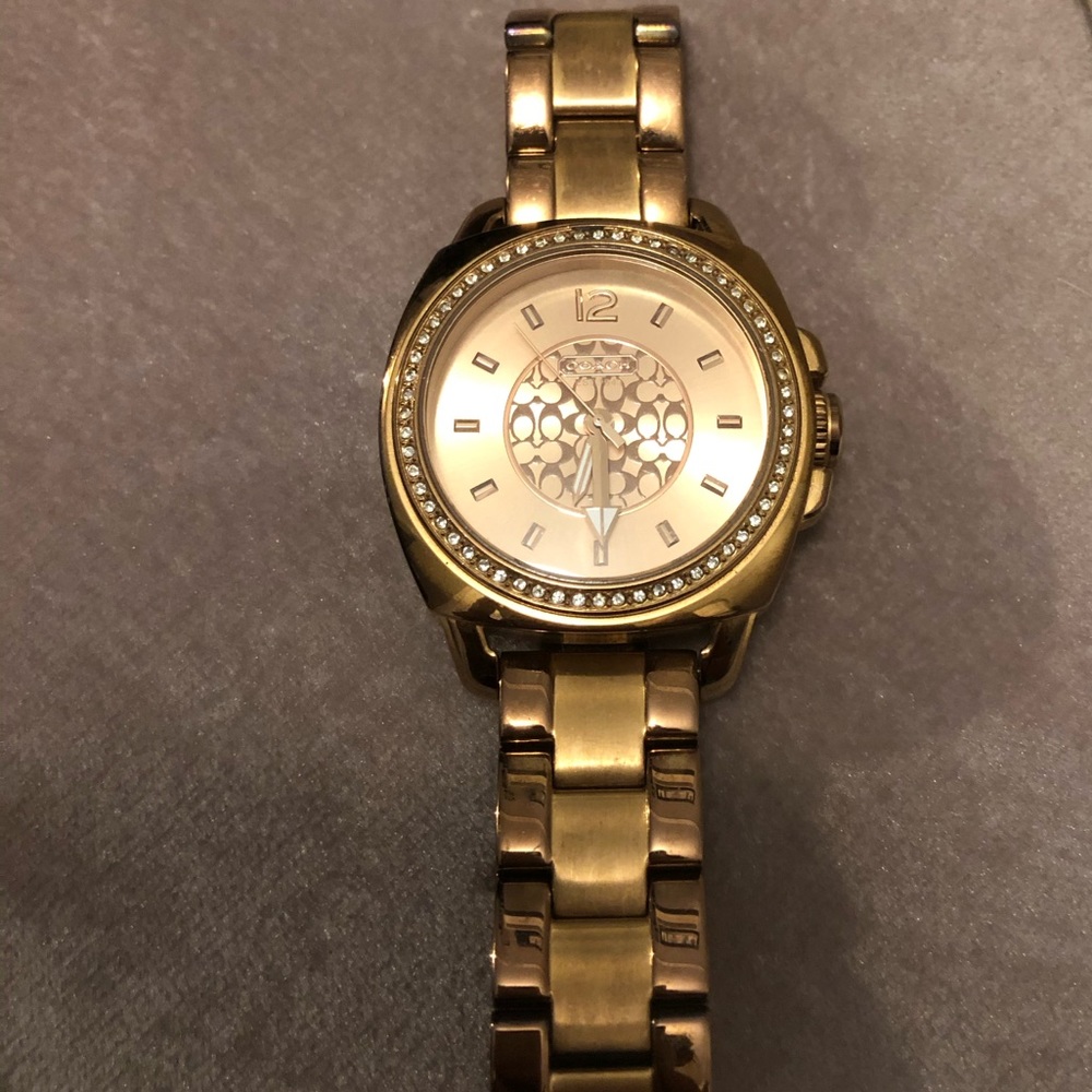 COACH Rose Gold crystal bracelet watch w box - Picture 10 of 12